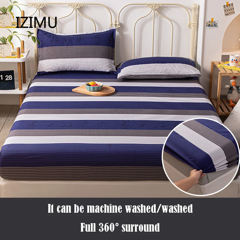 

IZIMU Summer Fitted Sheet Mattress Protector Cover Printed Women Girls Boys Bedspread Soft Comfortable King Queen with Elastic