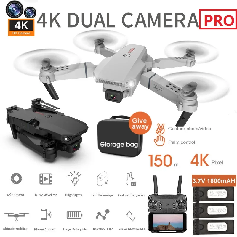 

E88 pro drone 4k /720P HD Wide Angle dual camera visual positioning WiFi fpv drone height preservation rc quadcopter