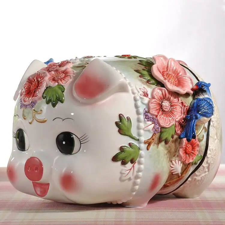 

Creative Ceramic Piggy Bank Large Ornaments Cute Saving Money Piggy Bank Living Room Adults Spardose Kinder Home Decor EB5MB