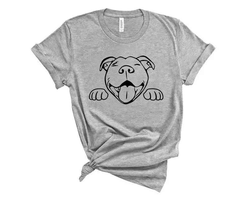 

Pitbull Shirt - Happy Smiley Peek A Boo Peeking PITBULL Pit Bull Dog Unisex Bella Canvas 3X