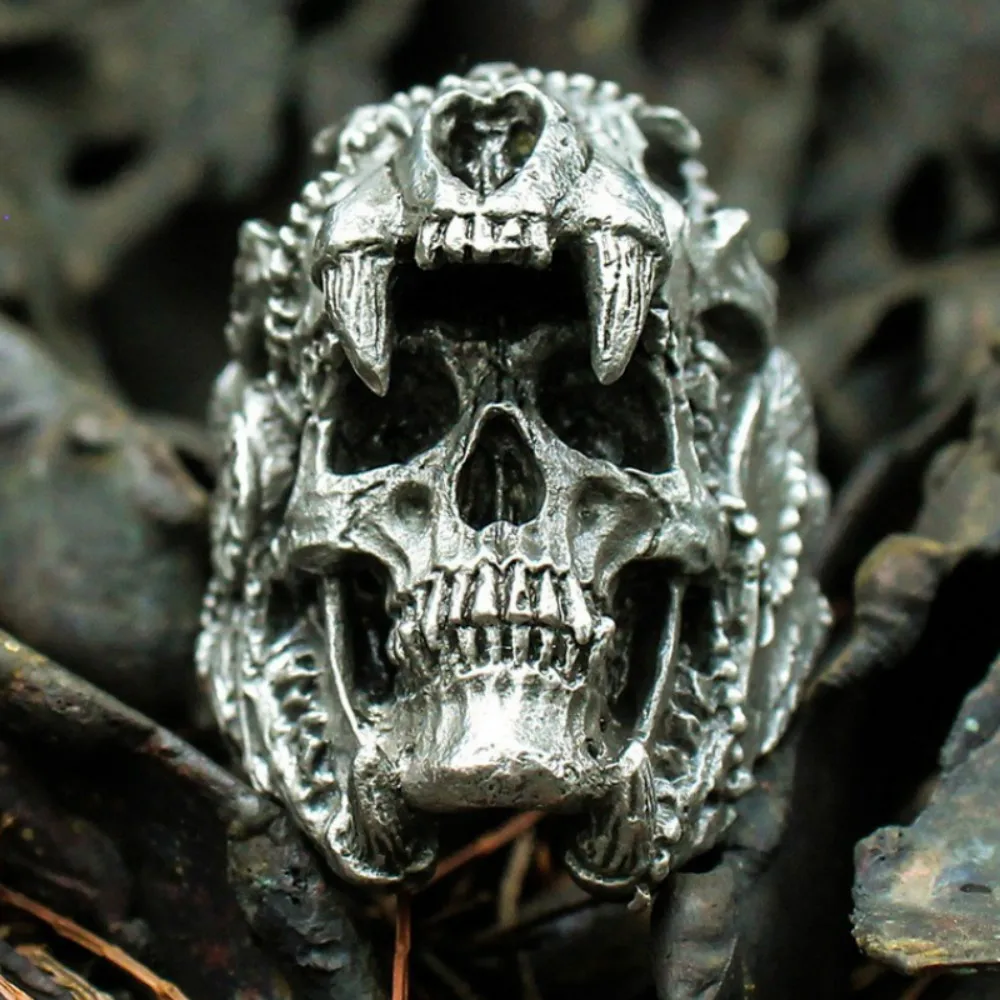 

Nordic Mythical Werewolf Skeleton Ring Men Gothic Personality Domineering Vampire Ring Fashion Punk Party Jewelry