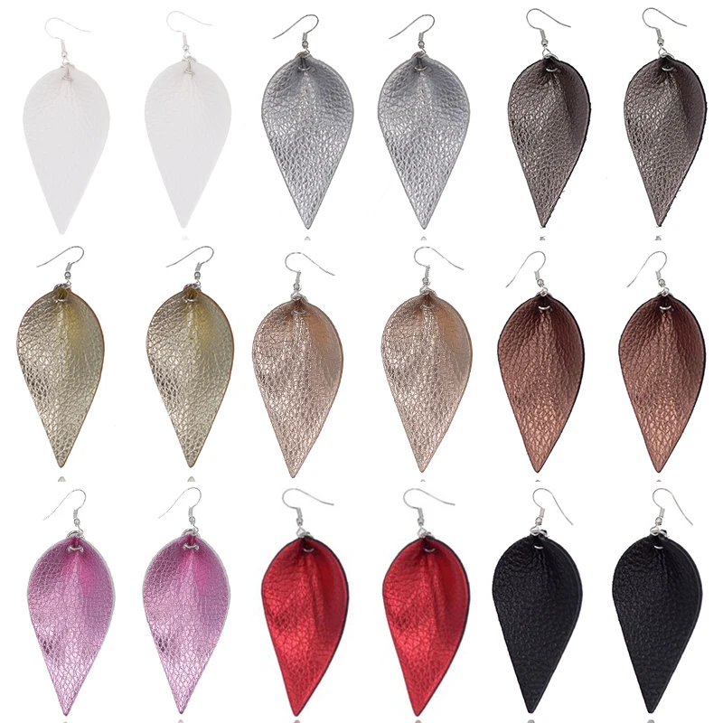 Женские богемные кожаные серьги капельки в форме листьев модные ювелирные