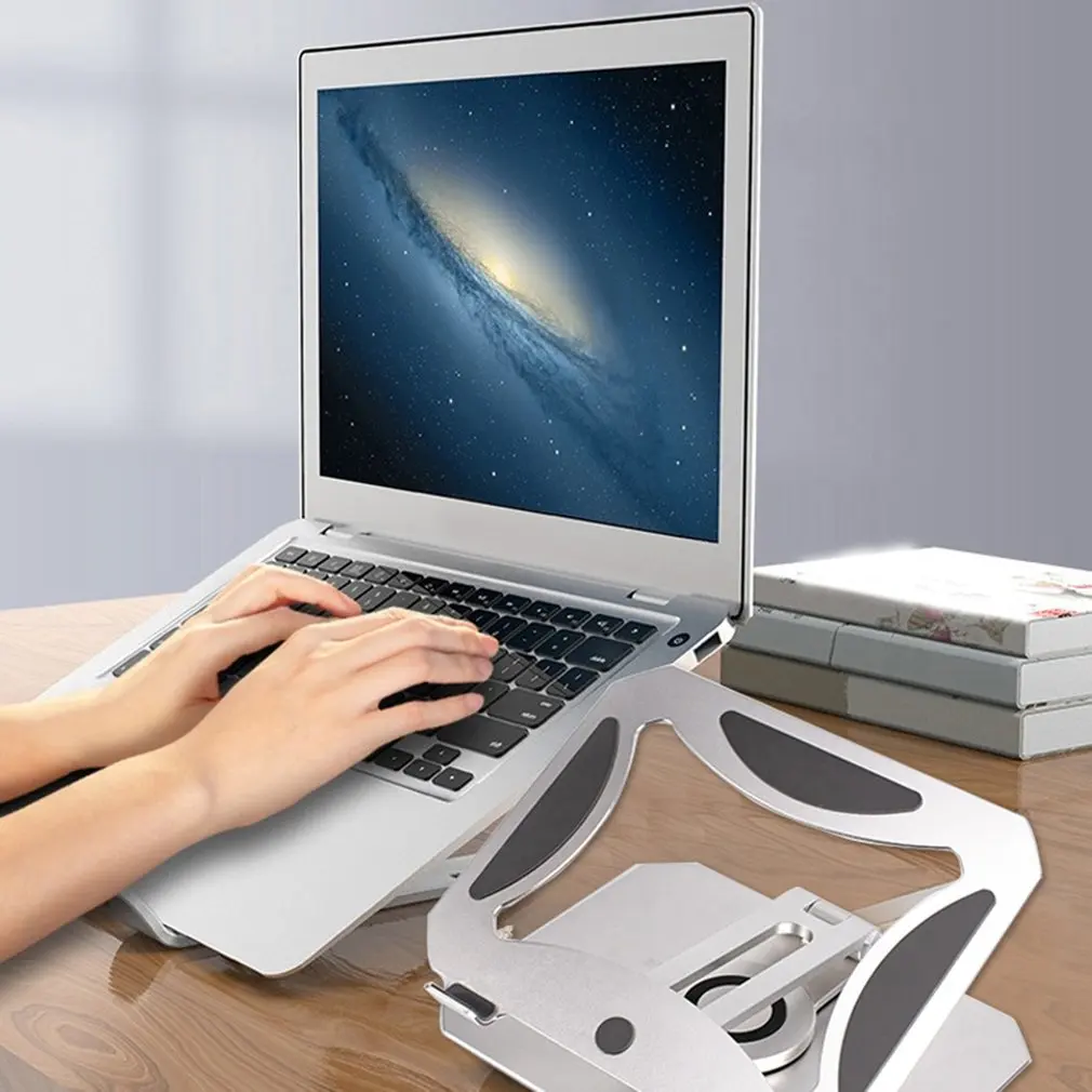 

Laptop Stand Adjustable with 360 Rotating Base Desk Bed Aluminium Notebook Stand For Macbook 11-17.3" Folding Non-Slip Bracket