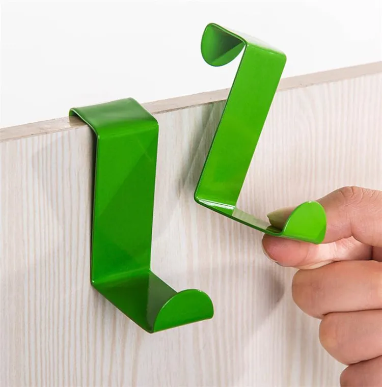 2pcs Stainless Steel Hooks Kitchen Cabinet Draw Hooks Kitchen Cabinet Draw Towel Clothes Pothook Clothes Hanger Holder 5 Colors