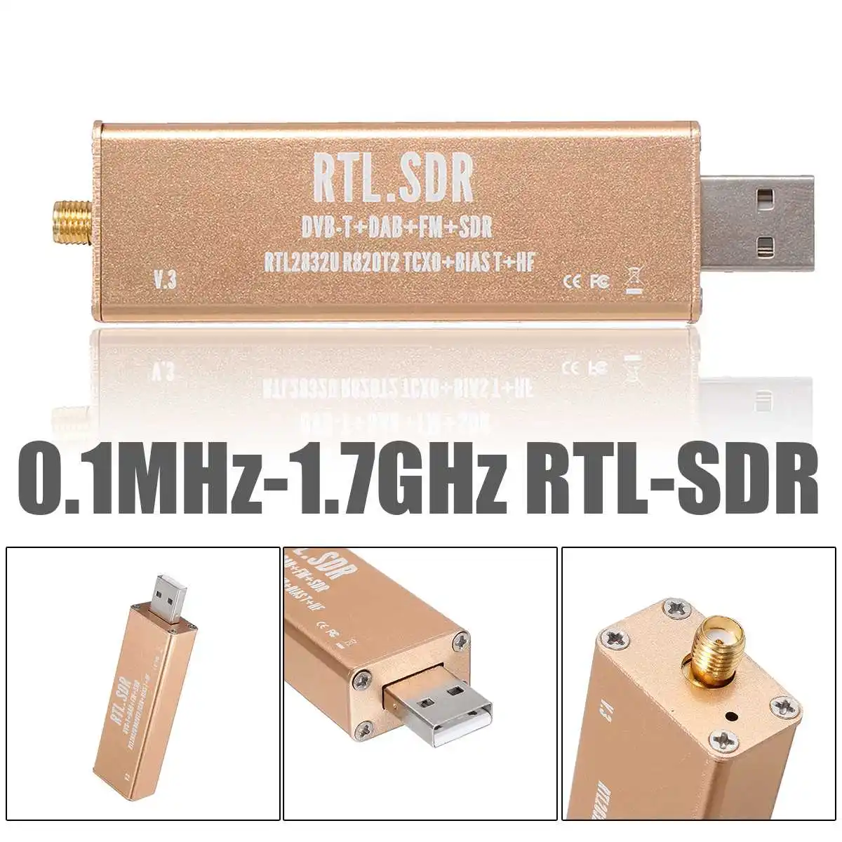 RTL SDR ресивер TCXO RTL2832U R820T2 V3 Pro 0.5PPM HF SMA программное обеспечение определенное радио