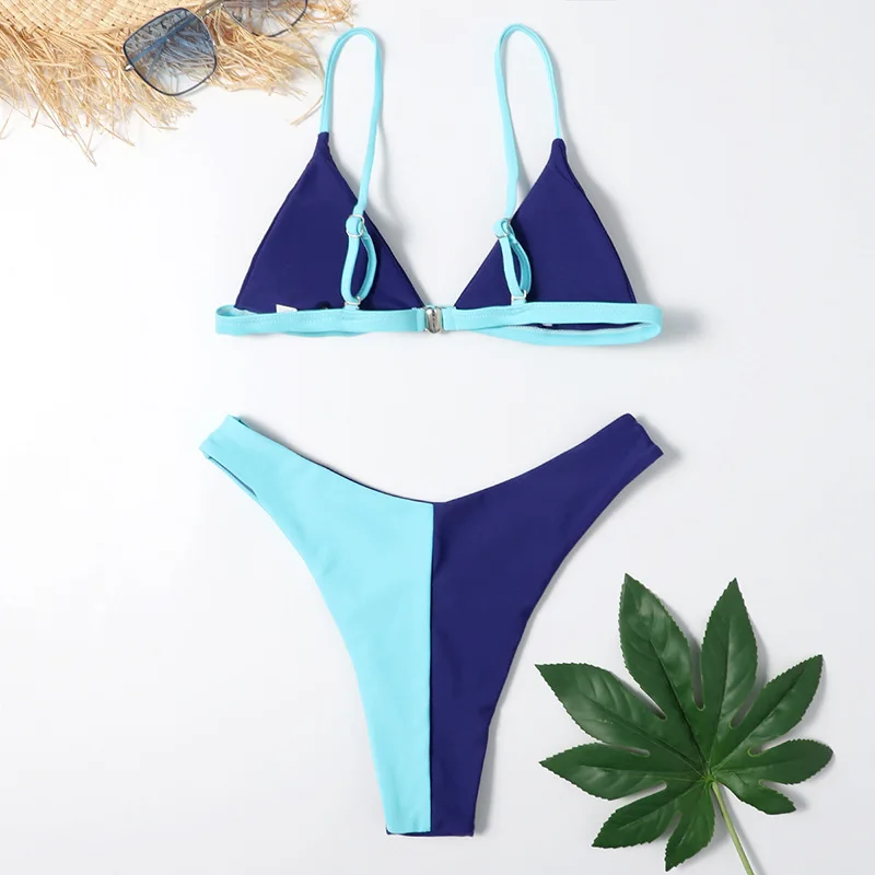 

Women's Swimwear 2021 Two-Piece Suit Split Color Matching Sexy Bikini Bathing Suit Women