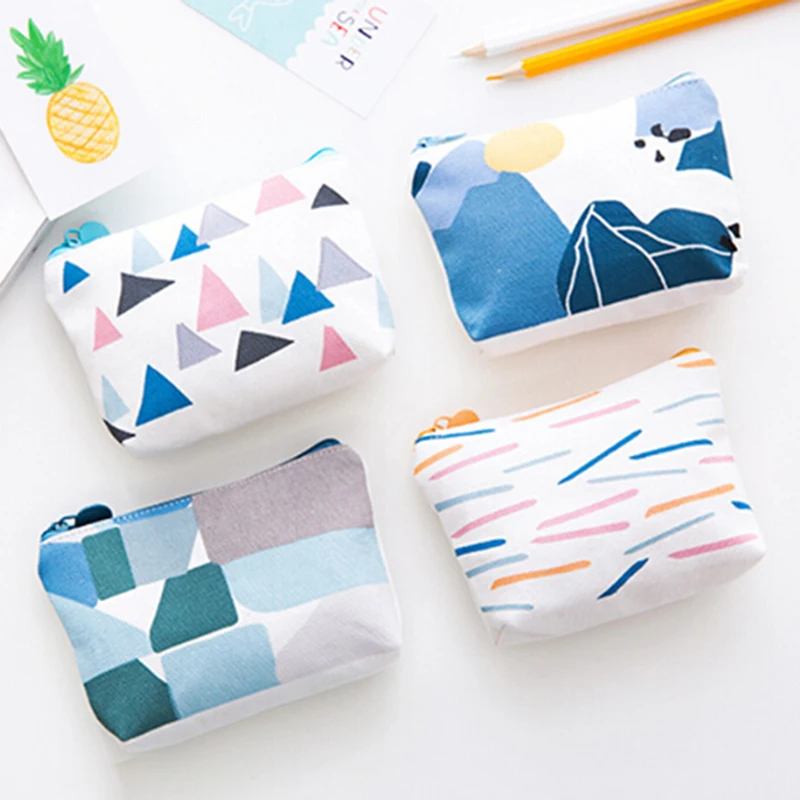 

1Pc High quality Brand Wallet Women Greenery Picture Small Purse Canvas Wallet Female Zipper children's Coin Purse Wallet