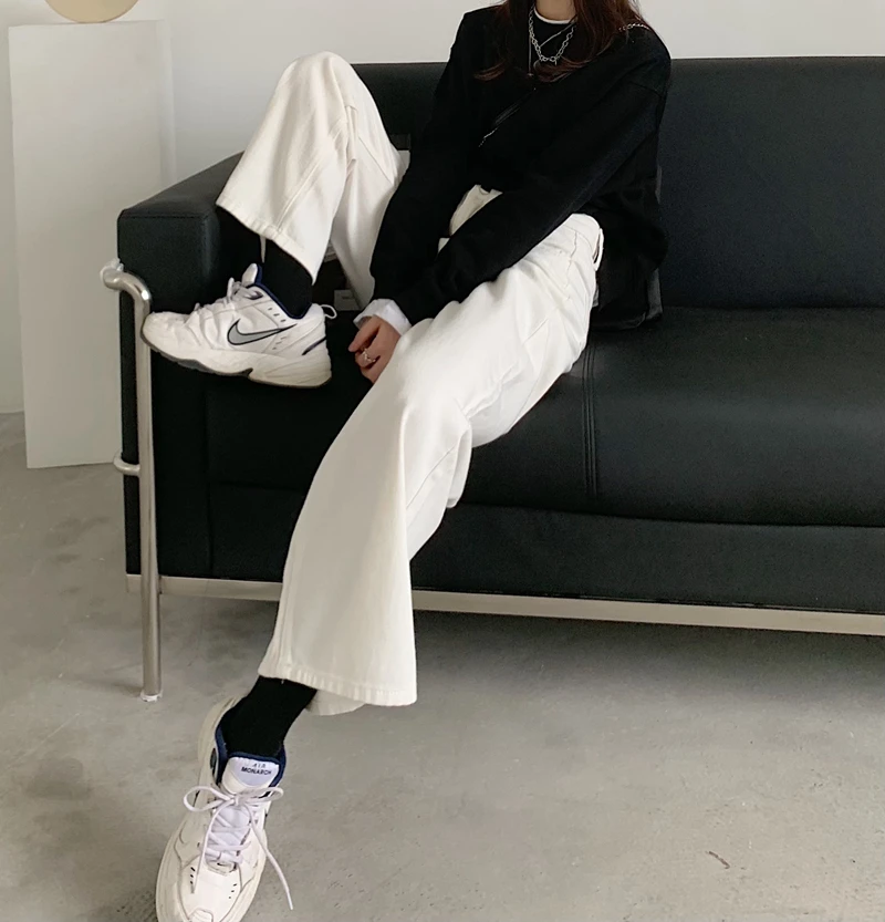 

Wide Leg Jeans High Waist Loose Slim Korean Style Vintage Female Denim Pants Streetwear Casual Baggy Straight Trousers Plus Size