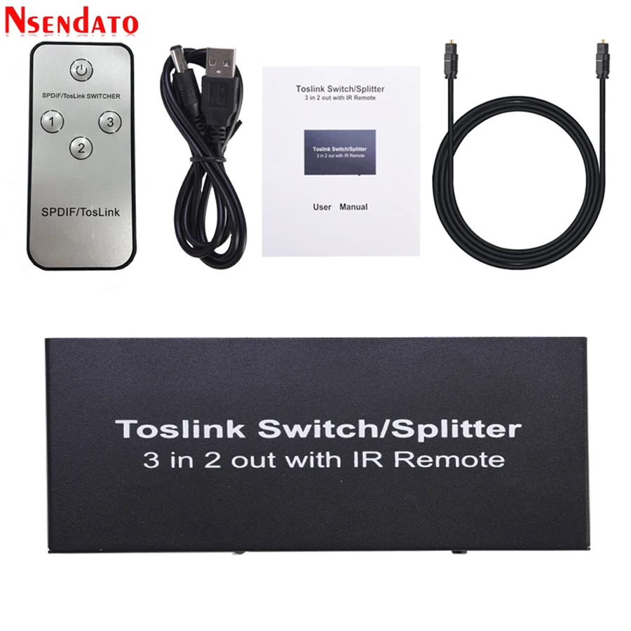 

3 в 2 выход Spdif Toslink оптический аудиопереключатель Цифровой оптический переключатель разветвитель с ИК-ромотом для DVD HDTV PS4 монитора
