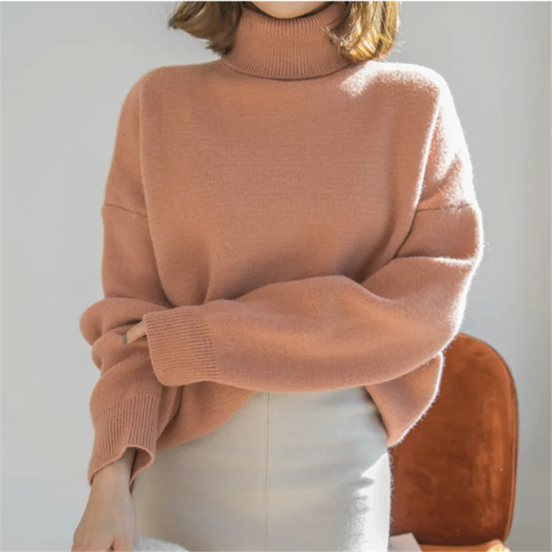 KINOMI осень зима свободные водолазки женские свитера пуловер корейский стиль