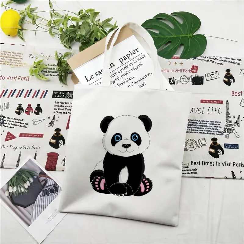 Сумка через плечо с милой пандой новая модная Холщовая в духе колледжа Большая