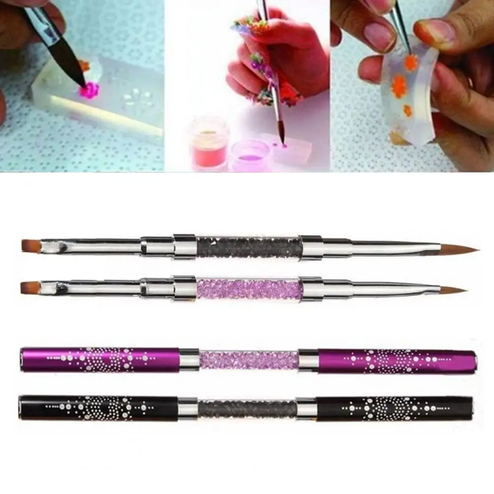 

Nail Painting Pen Double End Easy Cleaning Brush Wearproof Manicure Brush for 3D Carving втирка для ногтей
