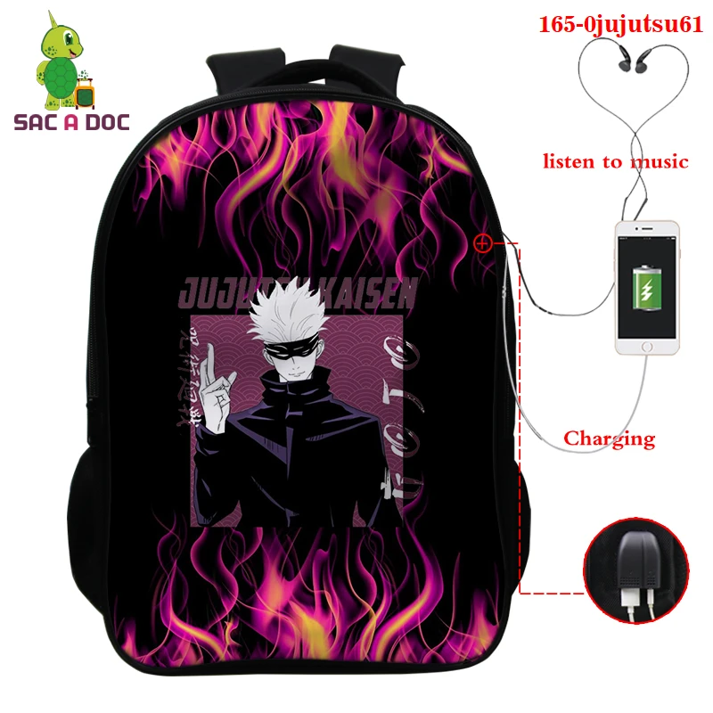 

16 Inch Double Layer Bags Jujutsu Kaisen School Bags Japan Anime Mochila Para Hombre 3D Print Yuji Itadori Backpack Men Bookbag