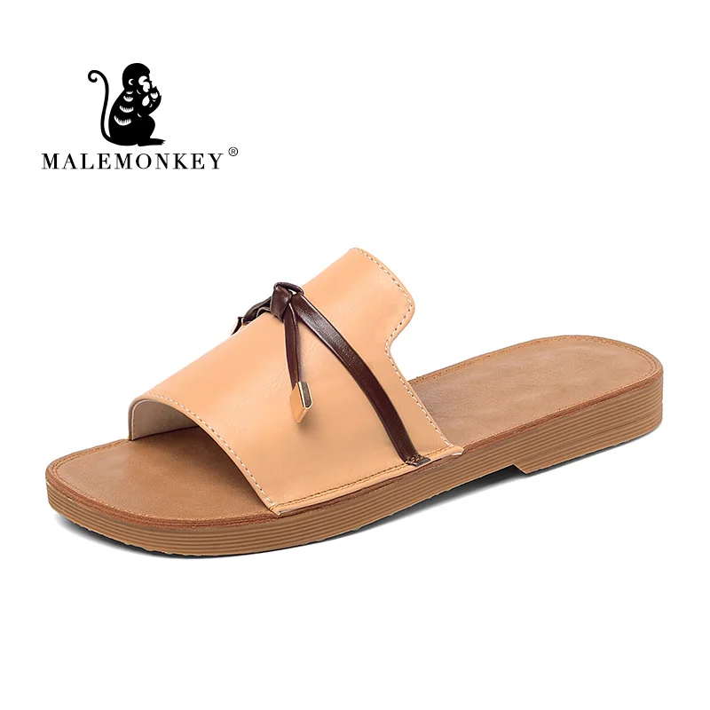 

Fashion Ladies Flats Black Flats Slippers 2020 Latest Summer Women lace up Flats Leather Women's Slippers 922251