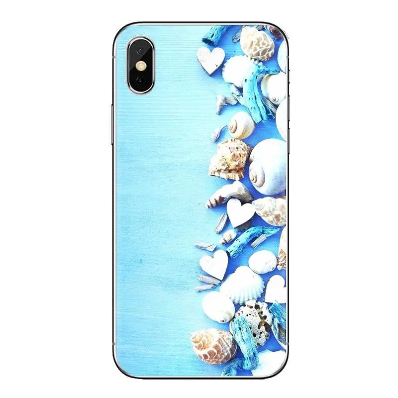 For Huawei G7 G8 P7 P8 P9 P10 P20 P30 Lite Mini Pro P Smart Plus 2017 2018 2019 Soft TPU Phone Case Blue Wood Seashells Sea Star |