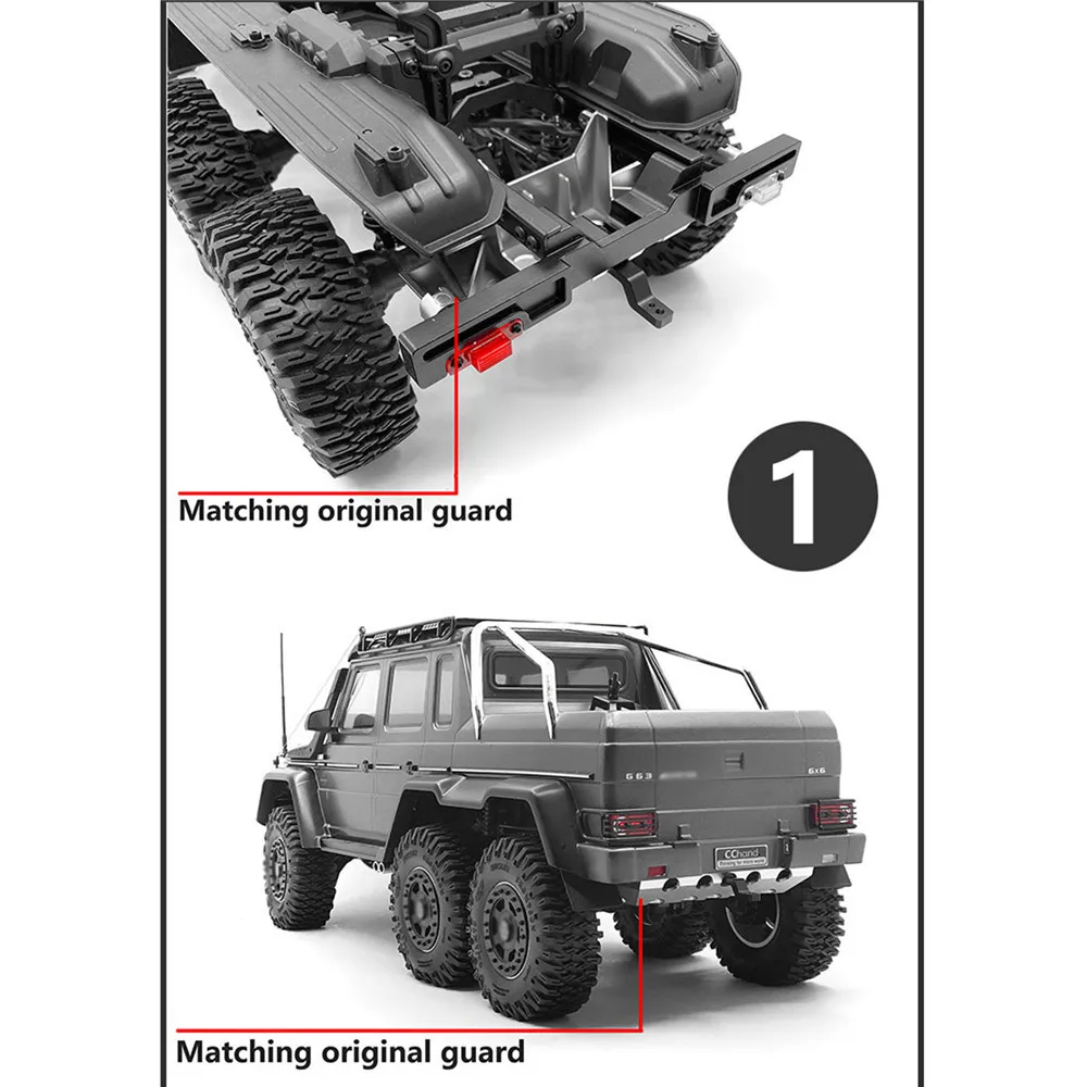 

Metal Rear Bumper with Tow Hook Lamp Light 3mm LED for TRAXXAS TRX6 G63 RC Car Accessories Parts