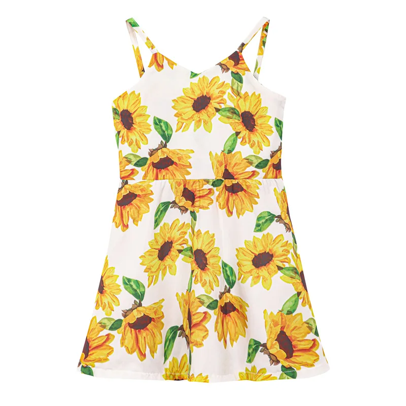 

Summer Toddler Baby Girls Dress Backless Sleeveless Cute Kids Party sunflower Vestidos Children Clothes