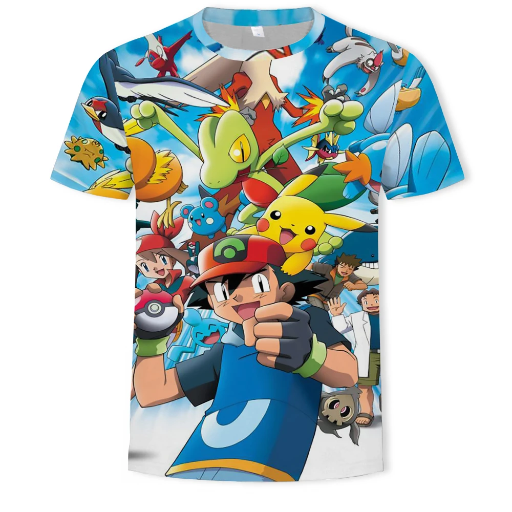 

2021 new fashion hip-hop streetwear Harajuku Pokmon 3D digital printing animation graphics neutral 3DT shirt top leisure fitnes