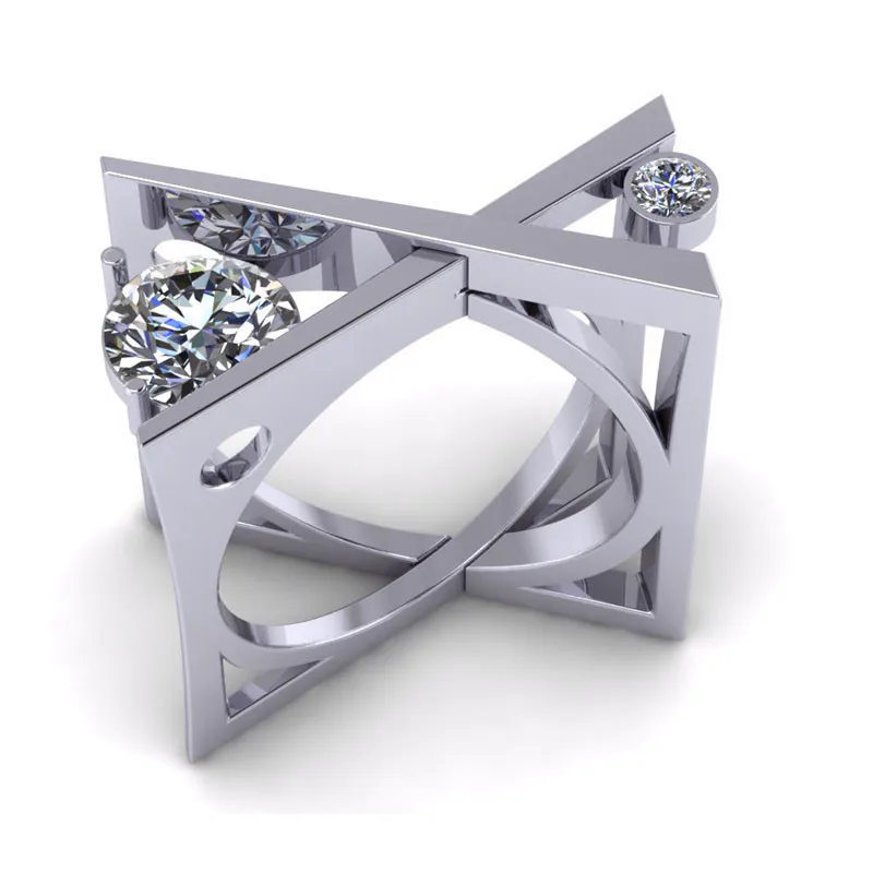 Женское кольцо на палец с кристаллами обручальное серебряного цвета