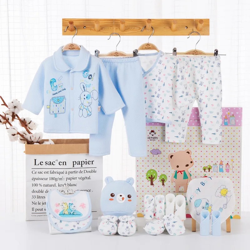 

Модный детский наряд, принадлежности для новорожденных, комплект одежды, весна-лето, чистый хлопок, подарок на первый месяц, 18 шт. YKQ131