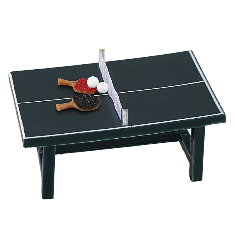 Кукольный домик Миниатюрный стол для пинг понга с шариками и ракетами|Игрушечная