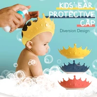 crown adjustable baby shower cap shampoo bath wash hair shield hat protect children waterproof prevent water into ear for kids