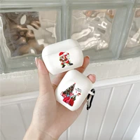 new year merry christmas girl soft silicone tpu case for airpods pro 1 2 3 white silicone wireless bluetooth earphone box cover