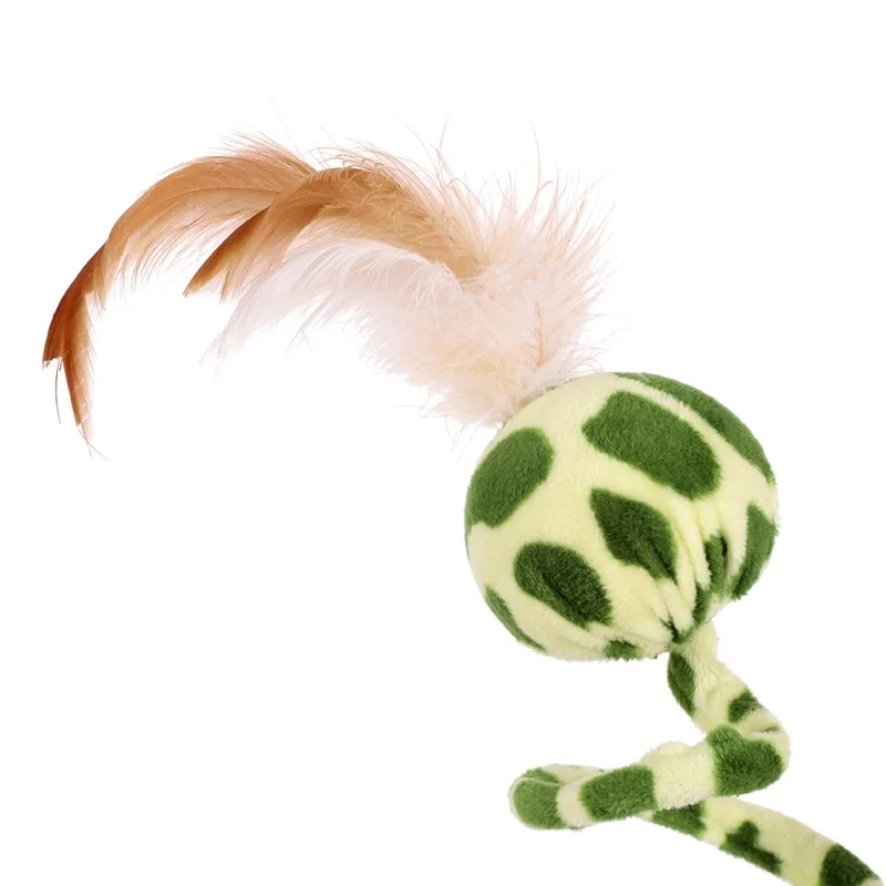 Забавная интерактивная игрушка в форме мяча для кошки Весенняя змея с пером