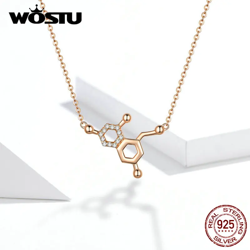 WOSTU,, модное 925 пробы Серебряное ожерелье с надписью Love dophamine, благородное золотое ожерелье для женщин, хорошее ювелирное изделие, FIN361