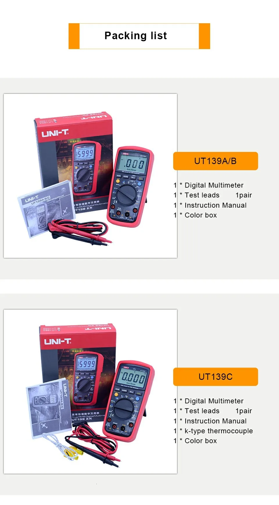 True RMS цифровой мультиметр UNI-T UT139A UT139B UT139C AC DC напряжение тока Омметр Емкость Тестер Авто/ручной диапазон NCV