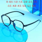 Женские очки для близорукости с защитой от синего излучения, многогранные пластиковые очки в полной оправе с коротким рецептом, от 0 до 0,5-1,0 до-6,0