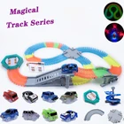 Удивительный креативный волшебный Железнодорожный гоночный трек, развивающий набор сделай сам, Гибкая Электронная мигающая машинка, игрушка для детей