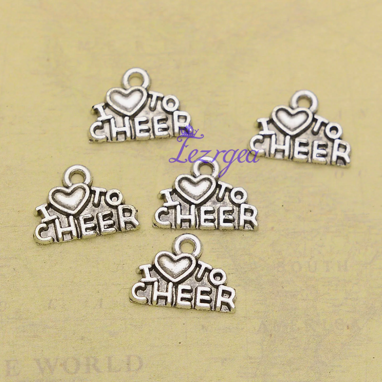 

50 шт./лот-14x10 мм, Посеребренная Подвеска в античном стиле I love to cheer charms, товары для творчества