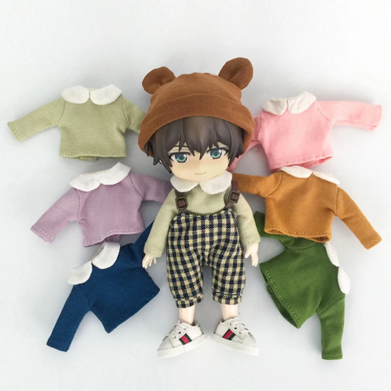 

OB11 кукольная одежда, футболка с длинными рукавами или юбка, комбинезон в клетку, штаны для ob11,obitsu11,Molly, 1/12bjd, аксессуары для кукольной одежды