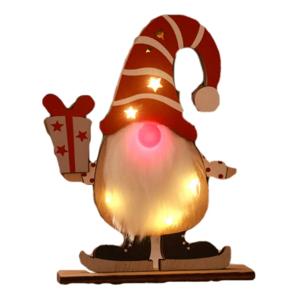 

Wooden Christmas Tree Desk Table Decor Pendants LED Luminous Xmas Tree Ornaments Christmas Decoration Home Table Decor