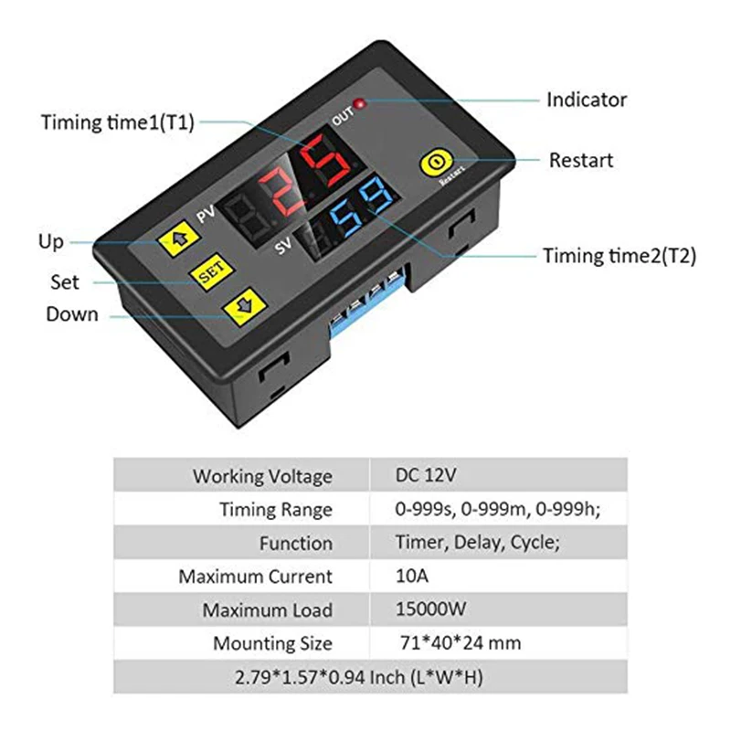 Timing Delay Relay Board Module Switch Cycle Timer Programmable Digital of LED Dual Time Display for Car 0~999 DC 12V 24V | Электронные