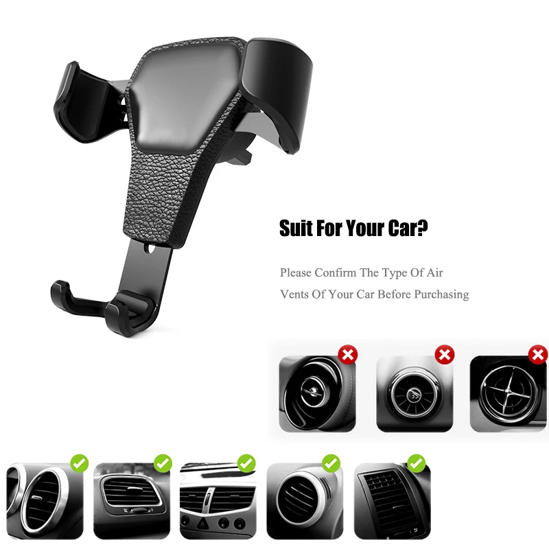 

Universal Car Phone Holder Leather Gravity Car Bracket Air Vent Stand Mount For iPhone 8 XS XR Samsung Support Telephone Voiture