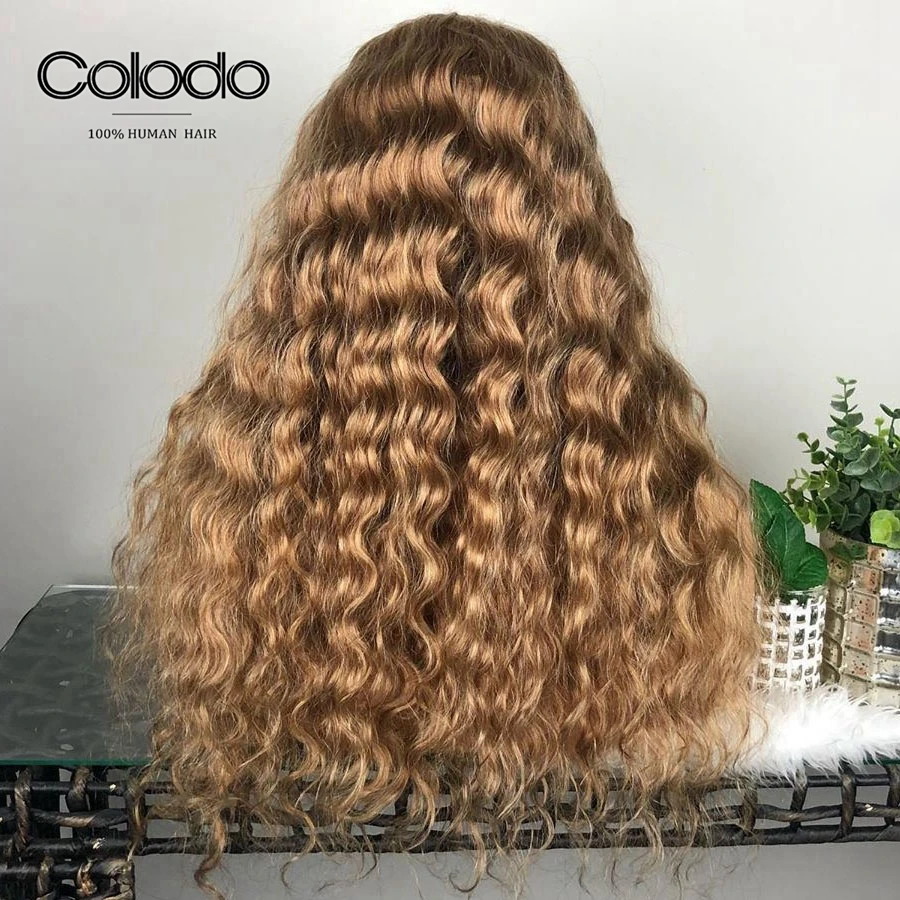 Colodo 180% Плотность кудрявый парик фронта шнурка Glueless Бразильский 360 фронтальный 26