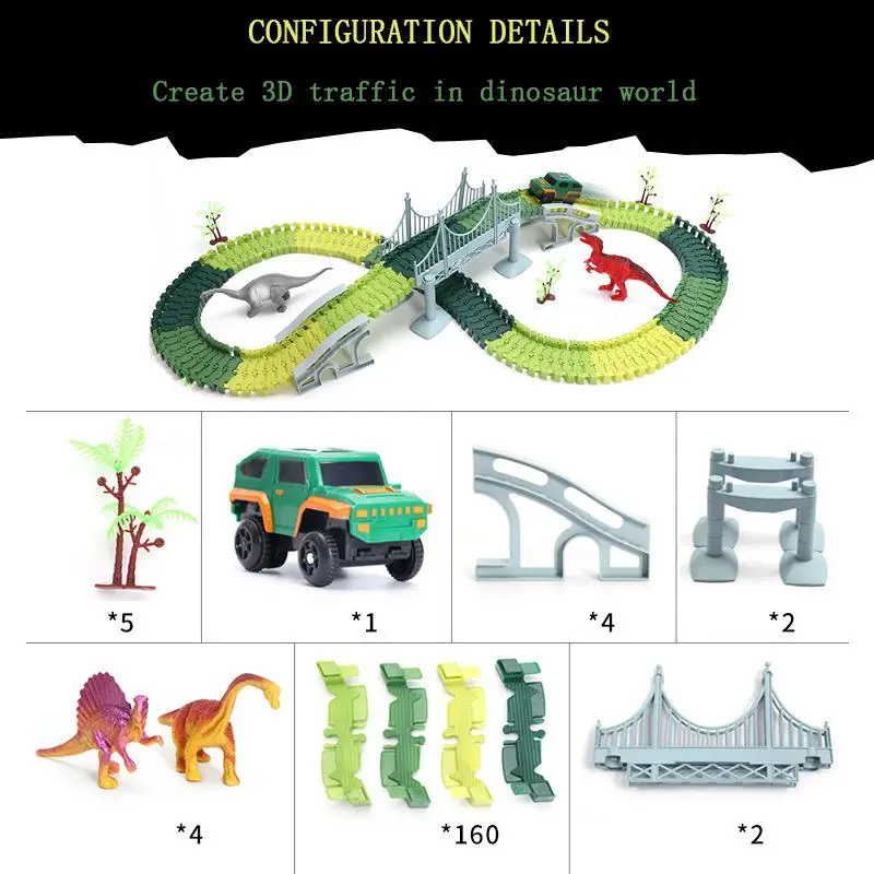 Светящаяся электрическая железная дорога волшебный гоночный трек игрушечный