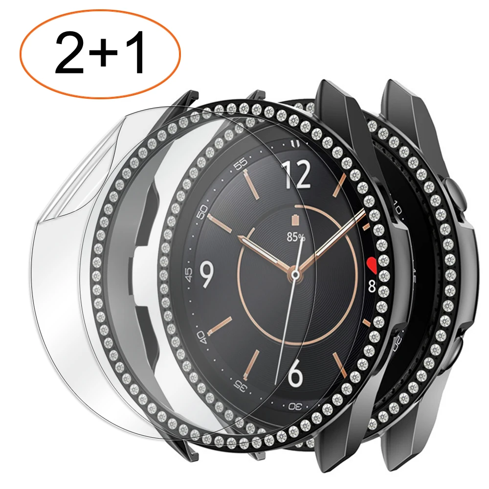 

case + Screen Protector for Samsung Galaxy Watch 3 45mm Case Cover for galaxy watch 3 41mm Clear Flexible film Cases Bumper