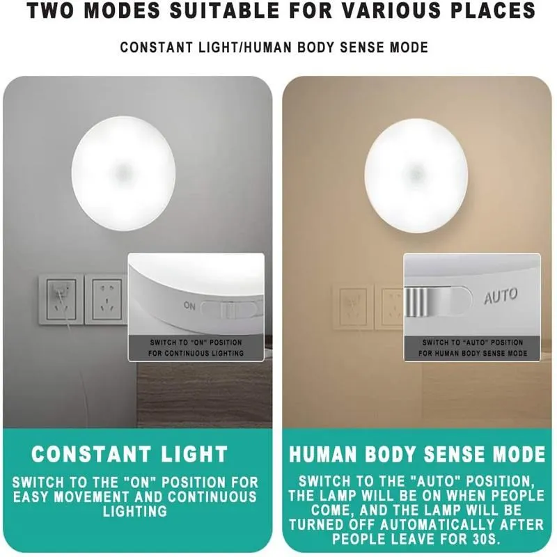 USB движения PIR Сенсор ночной Светильник Автоматическое включение/Off для Спальня