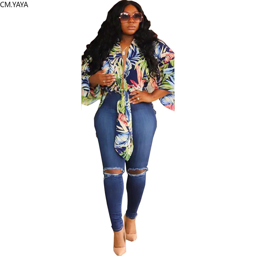 Новинка 2019 года Женские Летние Осенние Топы с v образным вырезом и принтом в виде