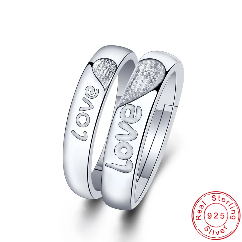Новые модные милые Романтические кольца для пар из стерлингового серебра 925