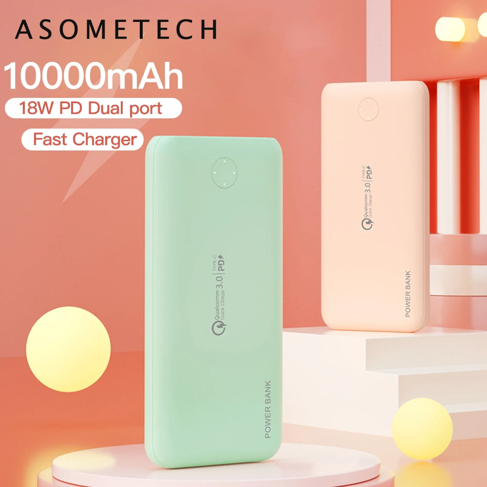 Портативное зарядное устройство 10000 мАч для xiaomi iPhone 6 7 8 11 xs 12 pro max PD 18 Вт Быстрая