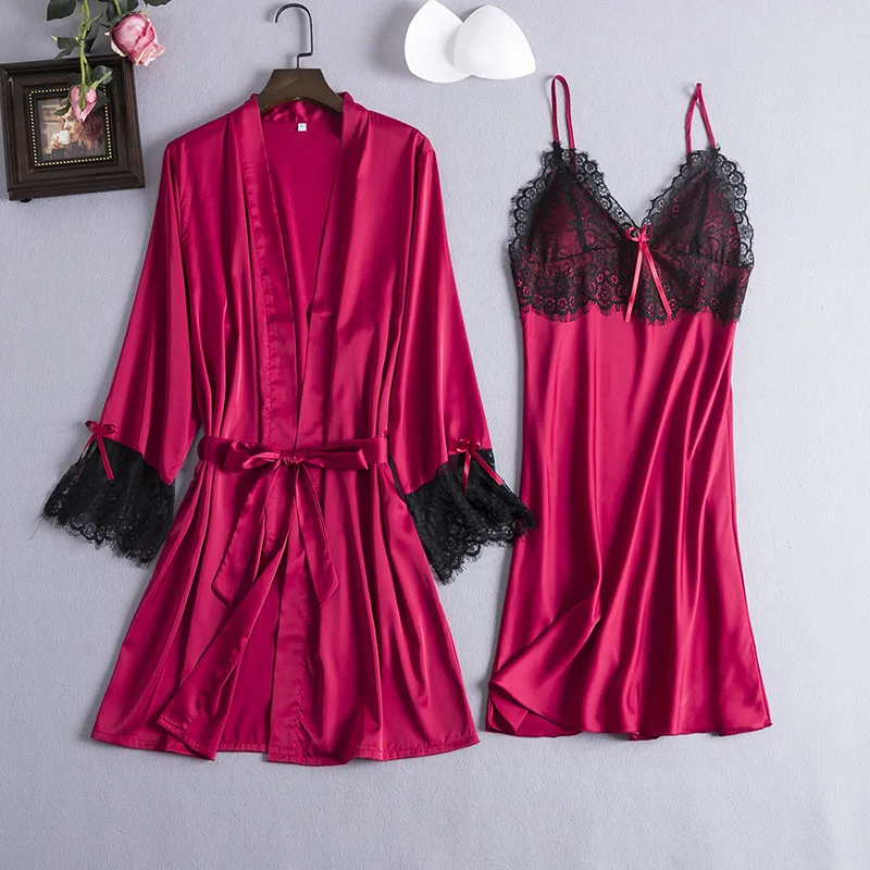 Пикантная ночная рубашка женская пижама из 2 предметов Пижама с V-образным