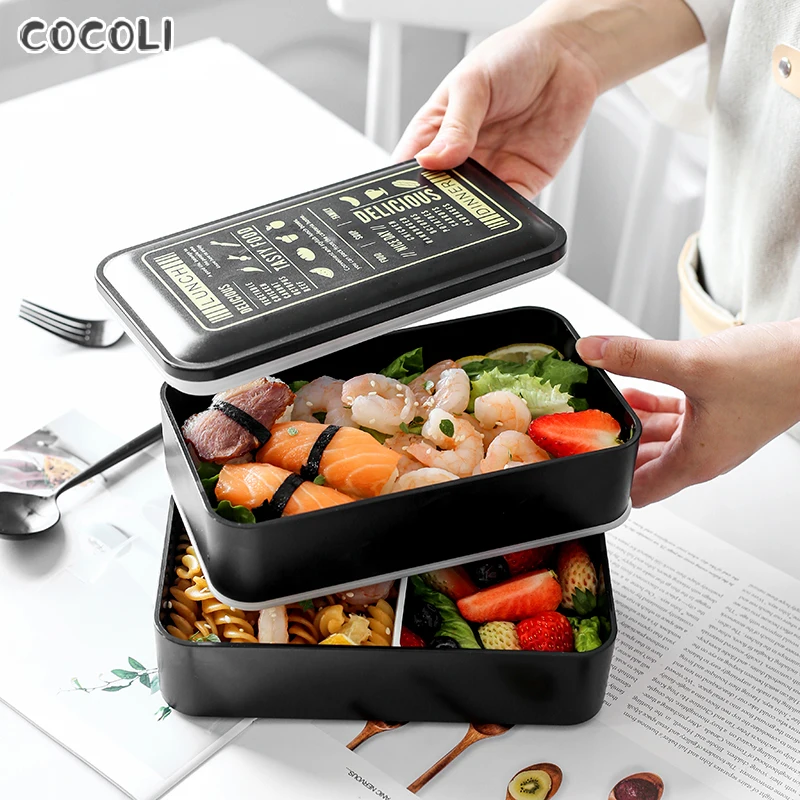 

Double Layer Lunch Box Bento Portable lunchbox Microwave Food Container for Kids Snack Picnic Office Workers School Dinnerware