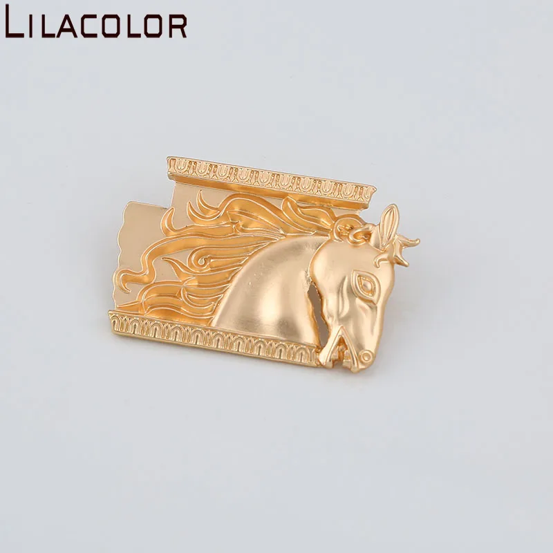 

Lilacolor Fashion coat creative Brooch for women men art relief texture horse gallop temperament mist gold coat brooch female