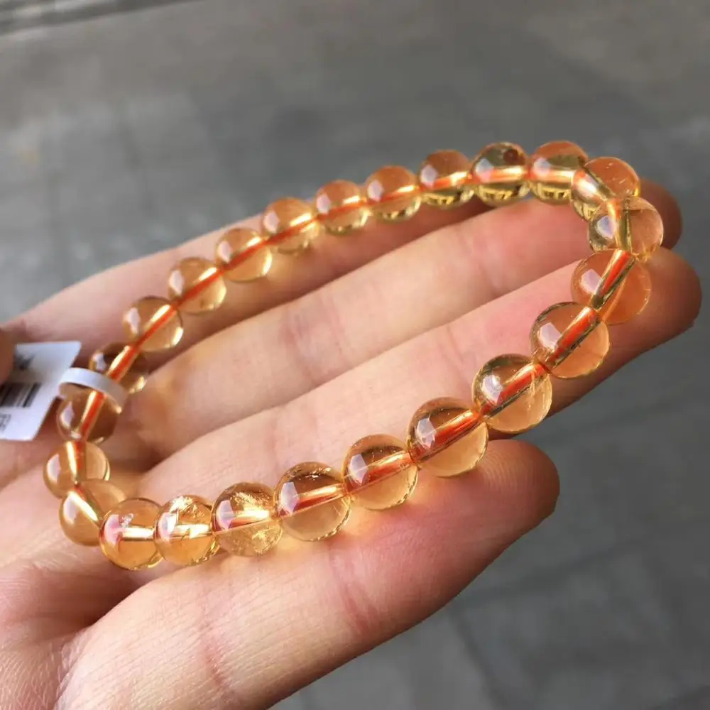 Настоящий натуральный желтый цитрин 7 5 мм фотобусины женский браслет богатый