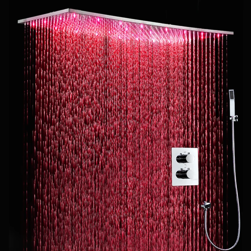 Роскошный потолочный светодиодный душ для ванной комнаты 500*1000 мм 304 матовая