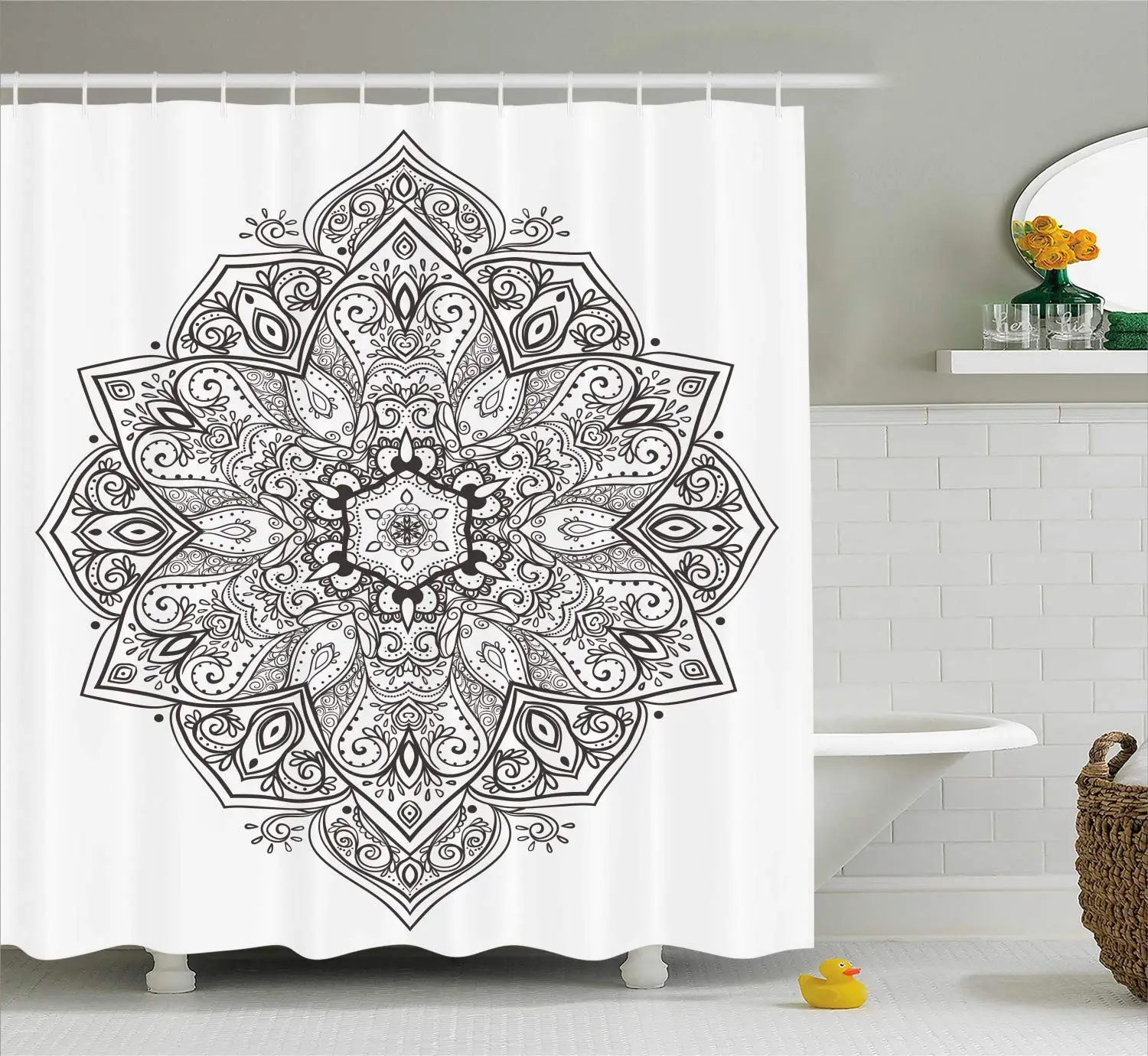 Штора для душа мандалы Азиатский психоделический круговой элемент